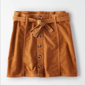 American Eagle High Rise Corduroy Skirt with Tie Belt NWOT